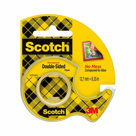 Nastro biadesivo Scotch® 665 trasparente 12 mm x 6,3 m con dispenser a chiocciola 665-136D